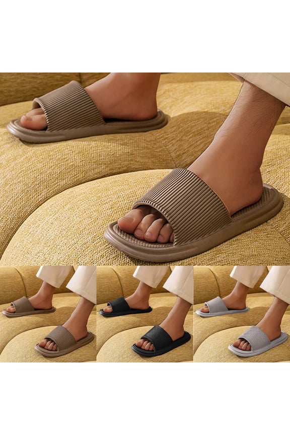 Slides for Women Men Pillow Slippers Non-Slip Bathroom Shower Sandals Soft Flat Sole Indoor and Outdoor Slides Size 40-44 Gray