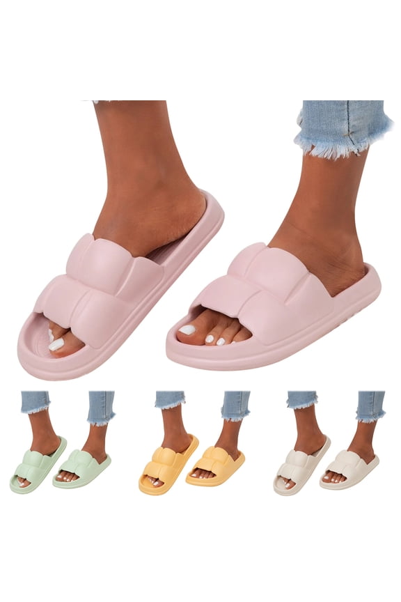 Slides for Women Non Slip Bathroom Sandals Cushioned Thick Sole Summer Beach Lightweight Slippers Indoor Shower Shoes Pink Size 7