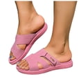 thumbnail image 1 of Slides for Women Open Toe Orthopedic Sandals Arch Support Footbed Summer Casual Slip on Athletic Slippers Flat Walking Shoes Hot Pink Size 9, 1 of 8
