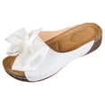 thumbnail image 1 of Slides for Women Suede Bowknot Open Toe Orthopedic Sandals Antislip Platform Summer Slip on Slippers Dress Beach Shoes White Size 9.5, 1 of 9