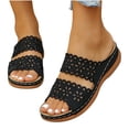 thumbnail image 1 of Slides for Women Summer Women's Slide Sandals Slippers Plus Size Carving Wedge Heel, Black-36, 1 of 6