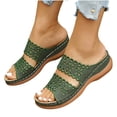 thumbnail image 1 of Slides for Women Summer Women's Slide Sandals Slippers Plus Size Carving Wedge Heel, Green-37, 1 of 5