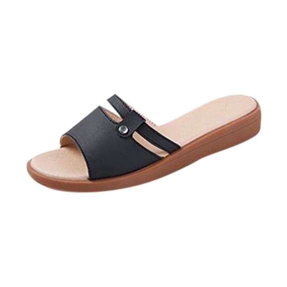 Slides for Women orthopedic Sandals: Comfortable Summer Slip on Shoes Arch Support Walking Flat Slippers Black Women Sandal