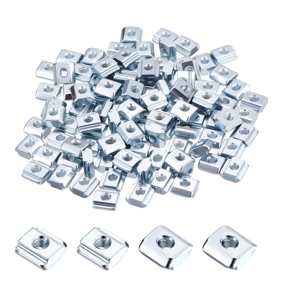 100 Pcs Sliding T Nuts - [M3-0.5] 2020 Series Hammer Nuts Zinc Plated Carbon Steel for Aluminum Extrusion Profile, Blue White