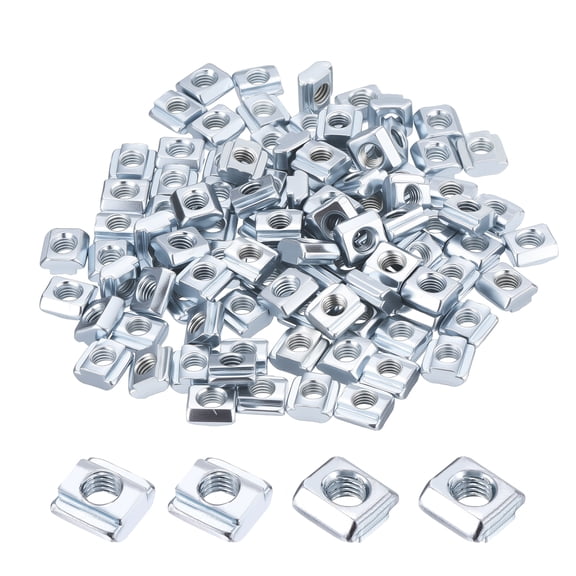 100 Pcs Sliding T Nuts - [M5-0.8] 2020 Series Hammer Nuts Zinc Plated Carbon Steel for Aluminum Extrusion Profile, Blue White