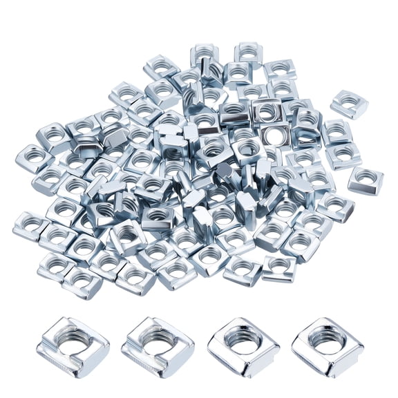 100 Pcs Sliding T Nuts - [M6-1] 2020 Series Hammer Nuts Zinc Plated Carbon Steel for Aluminum Extrusion Profile, Blue White