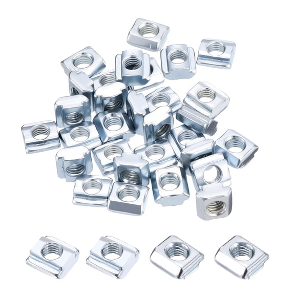 30 Pcs Sliding T Nuts - [M5-0.8] 2020 Series Hammer Nuts Zinc Plated Carbon Steel for Aluminum Extrusion Profile, Blue White