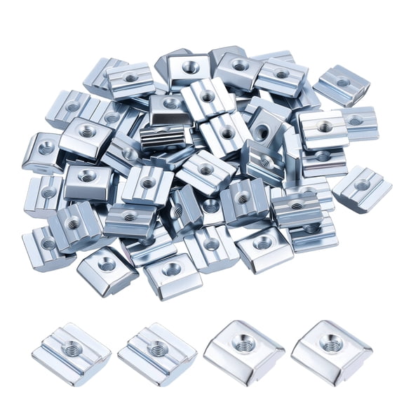 60 Pcs Sliding T Nuts - [M4-0.7] 3030 Series Hammer Nuts Zinc Plated Carbon Steel for Aluminum Extrusion Profile, Blue White