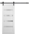 thumbnail image 1 of Sliding Barn Door 18 x 84 with Hardware | Quadro 4113 White Silk with Frosted Opaque Glass | Top Mount 6.6FT Rail Hangers Sturdy Set | Lite Wooden Solid Panel Interior Doors, 1 of 6