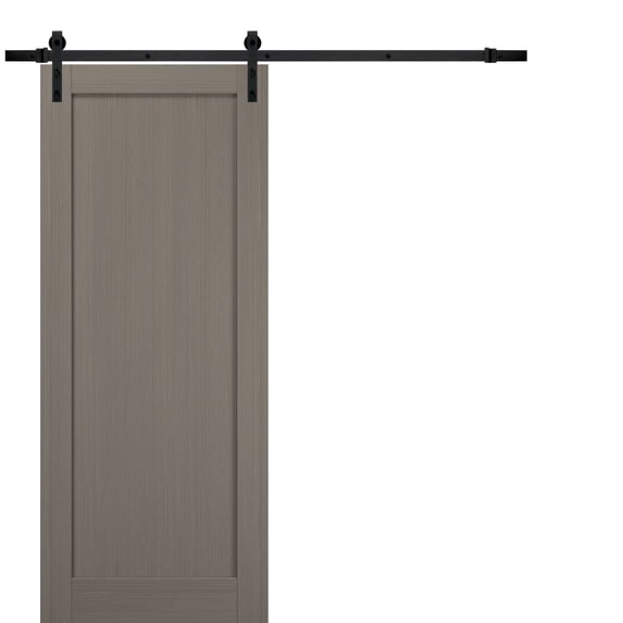 Sliding Barn Door 18 x 84 with Hardware | Quadro 4111 Grey Ash | Top Mount 6.6FT Rail Hangers Sturdy Set | Wooden Solid Panel Interior Doors