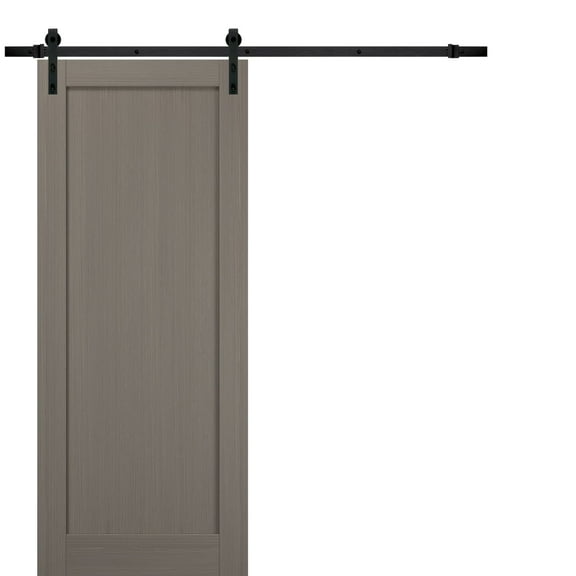 Sliding Barn Door 24 x 80 with Hardware | Quadro 4111 Grey Ash | Top Mount 6.6FT Rail Hangers Sturdy Set | Wooden Solid Panel Interior Doors