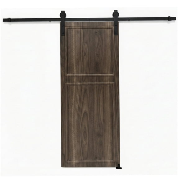 Panel Processing Mdf Sliding Barn Door 25 in. x 79 in. 3/4 in. Thick 2-Panel Antique Brown ...