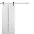 thumbnail image 1 of Sliding Barn Door 28 x 80 with Hardware | Quadro 4112 White Silk with Frosted Opaque Glass | Top Mount 6.6FT Rail Hangers Sturdy Set | Lite Wooden Solid Panel Interior Doors, 1 of 6