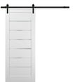thumbnail image 1 of Sliding Barn Door 28 x 80 with Hardware | Quadro 4117 White Silk with Frosted Opaque Glass | Top Mount 6.6FT Rail Hangers Sturdy Set | Lite Wooden Solid Panel Interior Doors, 1 of 6