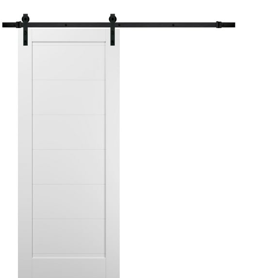 Sliding Barn Door 28 x 96 with Hardware | Quadro 4115 White Silk | Top Mount 6.6FT Rail Hangers Sturdy Set | Wooden Solid Panel Interior Doors