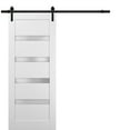 thumbnail image 1 of Sliding Barn Door 30 x 80 with Hardware | Quadro 4113 White Silk with Frosted Opaque Glass | Top Mount 6.6FT Rail Hangers Sturdy Set | Lite Wooden Solid Panel Interior Doors, 1 of 6