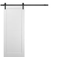 thumbnail image 1 of Sliding Barn Door 30 x 84 with Hardware | Quadro 4115 White Silk | Top Mount 6.6FT Rail Hangers Sturdy Set | Wooden Solid Panel Interior Doors, 1 of 6