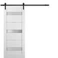 thumbnail image 1 of Sliding Barn Door 30 x 96 with Hardware | Quadro 4055 White Silk with Frosted Opaque Glass | Top Mount 6.6FT Rail Hangers Sturdy Set | Lite Wooden Solid Panel Interior Doors, 1 of 6