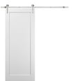 thumbnail image 1 of Sliding Barn Door 32 x 84 with Stainless Steel 6.6ft Hardware | Quadro 4111 White Silk | Top Mount Rail Hangers Sturdy Silver Set | Wooden Solid Panel Interior Doors, 1 of 6