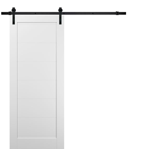 Sliding Barn Door 32 x 96 with Hardware | Quadro 4115 White Silk | Top Mount 6.6FT Rail Hangers Sturdy Set | Wooden Solid Panel Interior Doors