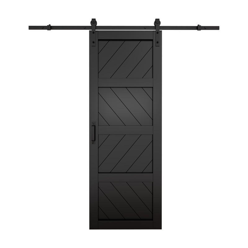 30" x 84" Black MDF Sliding Barn Door with Hardware Kit