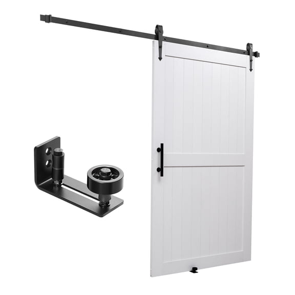 Sliding Barn Door 48 x 84 inch High-Strength MDF Panel with Hardware Kit Water-Proof PVC Surface Easy to Install H-Frame Smoothly Quietly Sliding for Living Room Bathroom