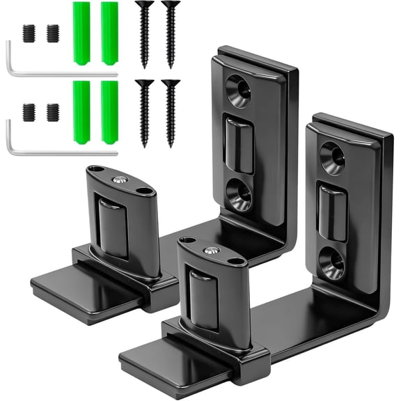 Sliding Barn Door Bottom Floor Guide, Wall Mount Adjustable U-Shape Flush Design, Smooth Nylon Rollers Quiet & , Black (2 Pack)