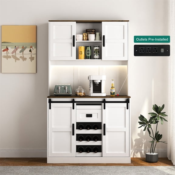Sliding Barn Door Buffet Table / Store Kitchenware, Create Farmhouse Atmosphere