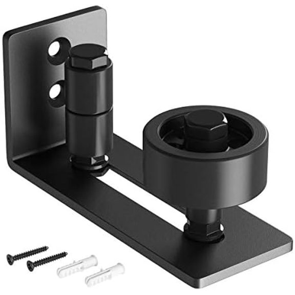 Sliding Barn Door Floor Guide for Bottom Adjustable Roller - 8 Setup Options for DIYers - Flush Design Bottom Flat Barn Door Floor Guide Stay Roller (Black) 1PCS