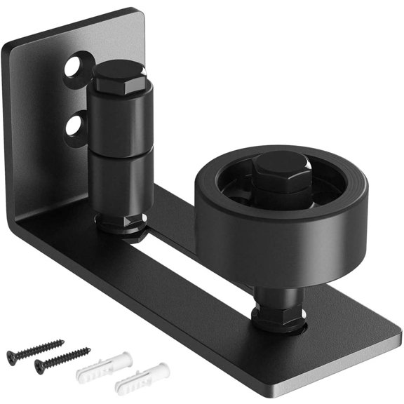 Sliding Barn Door Floor Guide for Bottom Adjustable Roller - 8 Setup Options for DIYers - Flush Design Bottom Flat Barn Door Floor Guide Stay Roller (Black) 1PCS