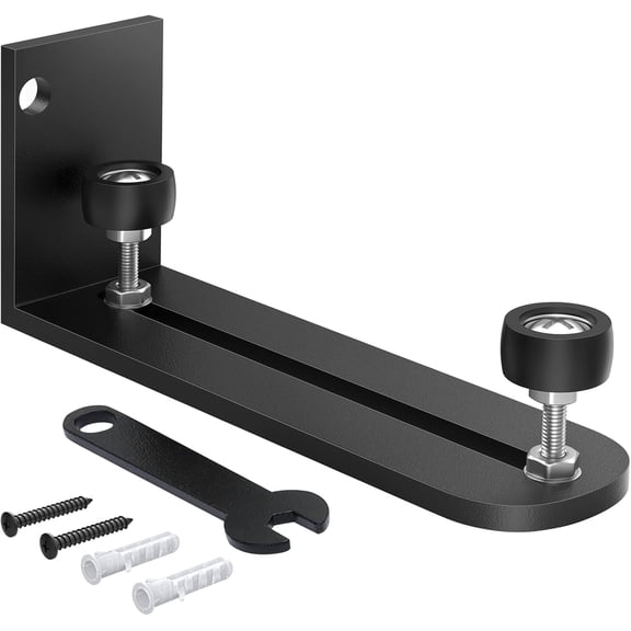 Sliding Barn Door Floor Guide, Sliding Door Bottom Guides Floor Mount, Adjustable Roller Barn Doors Hardware, Matte Black