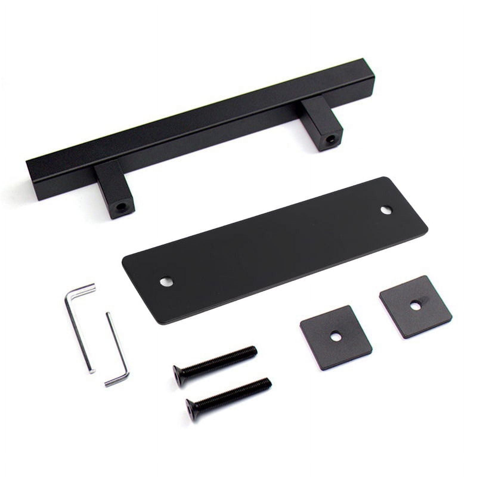 Sliding Barn Door Handle Flat Back Plate Double Sided Rectangular Black