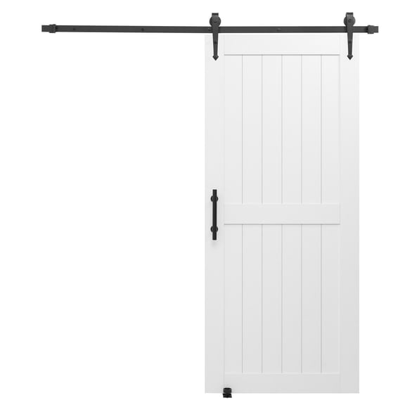 Sliding Barn Door with Hardware Kit 36 x 84 Inch, MDF Panel with Waterproof PVC Coating, Scratch-Resistant White Interior Barn Door for Bathroom, Kitchen, Bedroom, Laundry Room, and Living Room