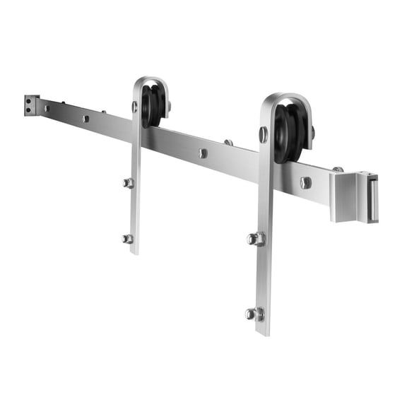 Sliding Barn Door Hardware Kit 6.6ft - Single Track - Silver - Indoor/Outdoor - Wood/Glass Doors - DIY Space Saving Solution