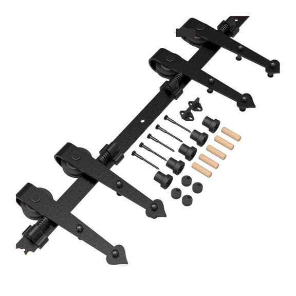 Sliding Barn Door Hardware Kit, Heavy Duty Smoothly And Silently Easy To Install Fit Single Door Panel Heart-Shaped Style Black ,Easy to Install