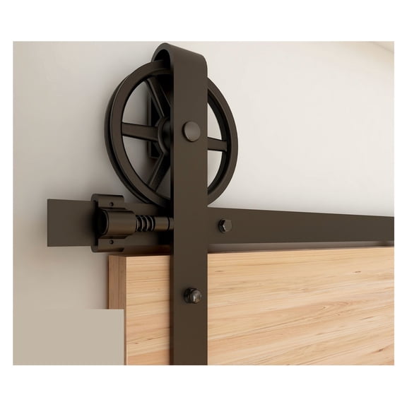 Sliding Barn Door Hardware Kit, Heavy Duty Smoothly And Silently Easy To Install Fit Single Door Panel Single Big Wheel-Shaped ,Easy to Install