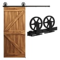thumbnail image 2 of CCJH 5FT Sliding Barn Door Hardware Kit - Heavy Duty Black, T-Shaped Hangers, Fits 1.18"-1.96" Thick Doors 2 of 12