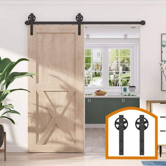Sliding Barn Door Hardware Kit Rail Industrial Barn Wood Door Interior Closet Door Kitchen Door Track Kit Track System Hardware ,Easy to Install