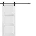 thumbnail image 1 of Sliding Barn Door with Hardware | Lucia 2661 | 6.6FT Rail Hangers Sturdy Set | 3 Paneled Shaker Wooden Solid Panel Interior Doors -36" x 96"-Black Rail, 1 of 6