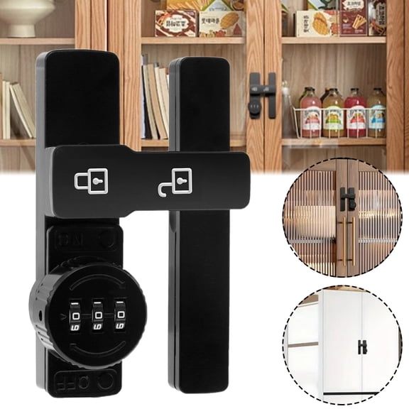 Sliding Barn Door Lock with 3-Digit Combination, Keyless Entry Zinc Alloy Lock, Easy Install Adjustable for Left/Right Handed Doors
