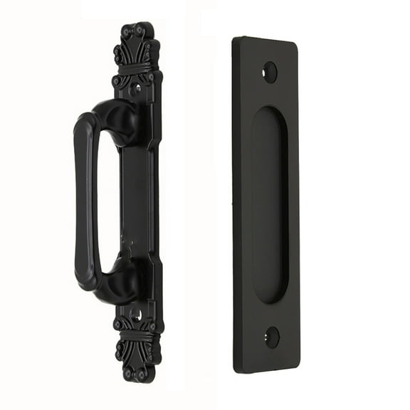 Sliding Barn Door Pull And Flush Door Handle Hardware Set Matte Black Furniture Smile Home