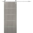 thumbnail image 1 of Sliding Barn Door with Stainless Steel 6.6ft Hardware | Planum 0020 Grey Oak | Rail Hangers Sturdy Silver Set | Modern Solid Panel Interior Doors-28" x 84"-Silver Rail, 1 of 6