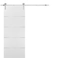 thumbnail image 1 of Sliding Barn Door with Stainless Steel 6.6ft Hardware | Planum 0020 White Silk | Rail Hangers Sturdy Silver Set | Modern Solid Panel Interior Doors-24" x 96"-Silver Rail, 1 of 6