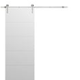 thumbnail image 1 of Sliding Barn Door with Stainless Steel 6.6ft Hardware | Planum 0770 Painted White Matte | Rail Hangers Sturdy Silver Set | Modern Solid Panel Interior Doors-30" x 84"-Silver Rail, 1 of 6