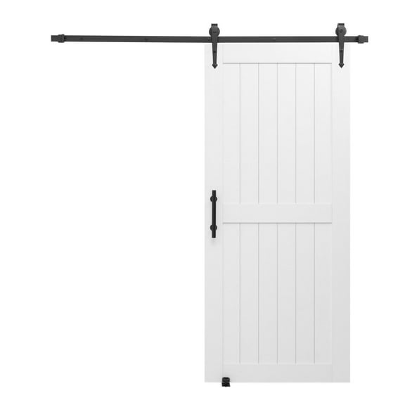 Sliding Barn Door with Hardware Kit 36x84 Inch MDF PVC White