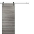 thumbnail image 1 of Sliding Barn Door with Hardware | Planum 0020 Ginger Ash | 6.6FT Rail Hangers Sturdy Set | Modern Solid Panel Interior Doors-32" x 96"-Black Rail, 1 of 6