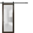 thumbnail image 1 of Sliding Barn Lite Glass Door 36 x 96 | Planum 2102 Chocolate Ash | 6.6FT Rail Hangers Stops Hardware Set | Modern Solid Core Interior Door Eco-Veneer, 1 of 6