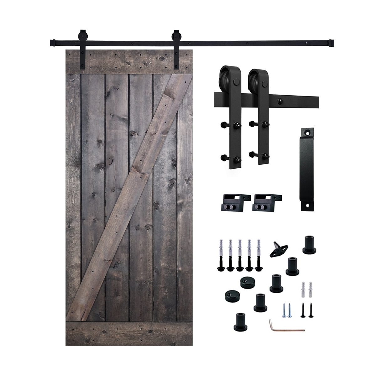 Sliding Barn Wood Door with Hardware Kit,PreDrilled to Assemble, Solid