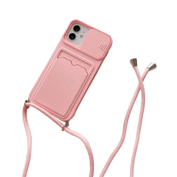 Sliding Camera for Phone 15 Phone Case With Wear Resistant Card Holder And Convertible Neck Shoulder Strap