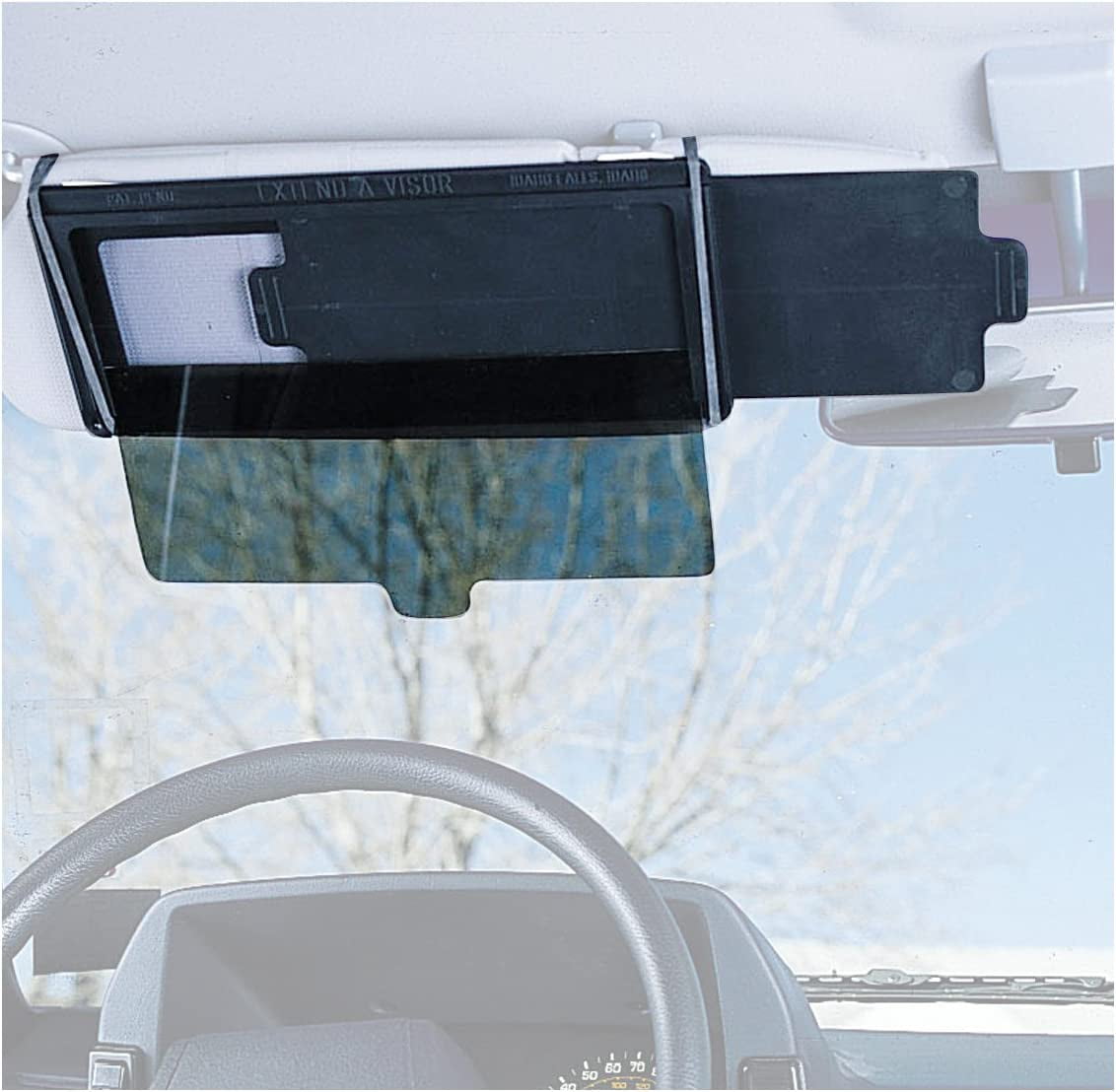 Sliding Car Visor Extender with Tinted Screen to Reduce Glare